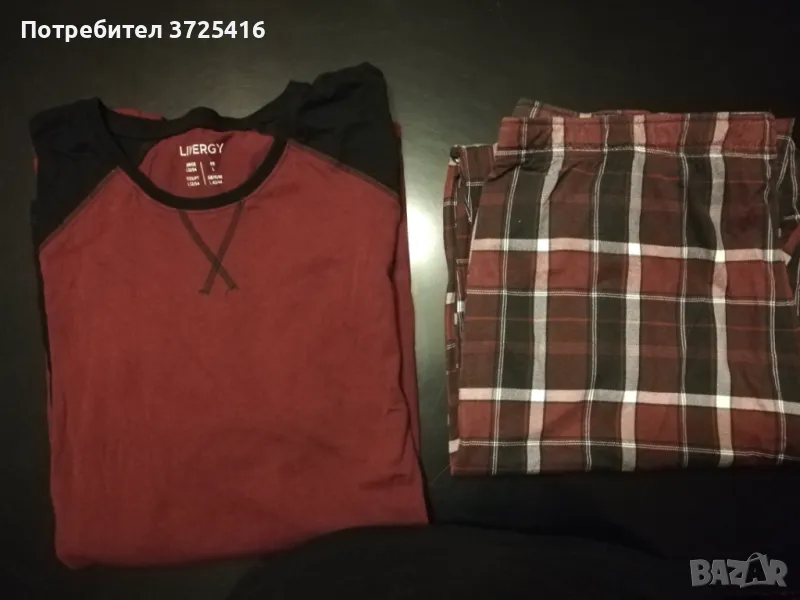 Мъжка нова пижама, винена на цвят с дълъг ръкав , снимка 1