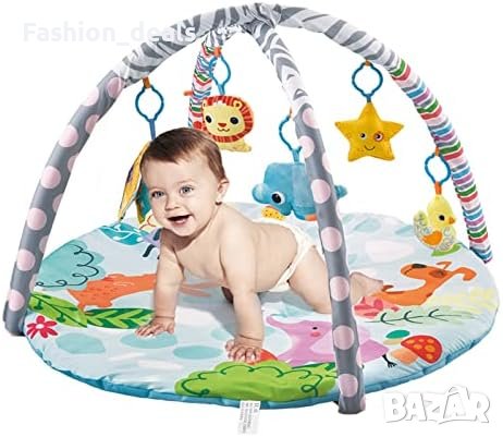 Нова Бебешка подложка за игра Мат с 5 висящи звукови играчки подарък дете, снимка 1