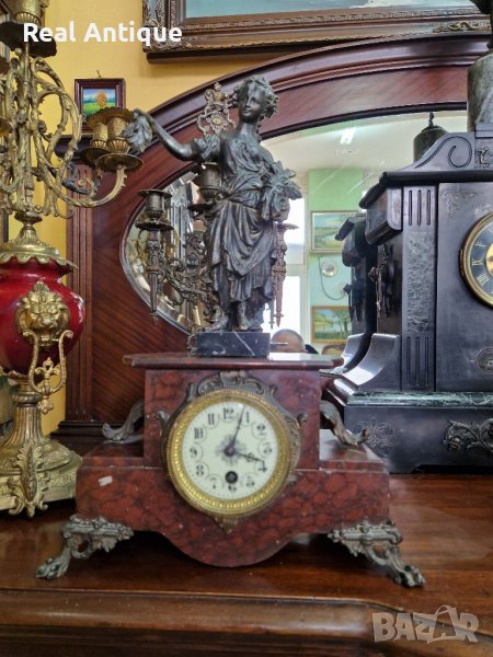 Прекрасен антикварен френски каминен часовник , снимка 1