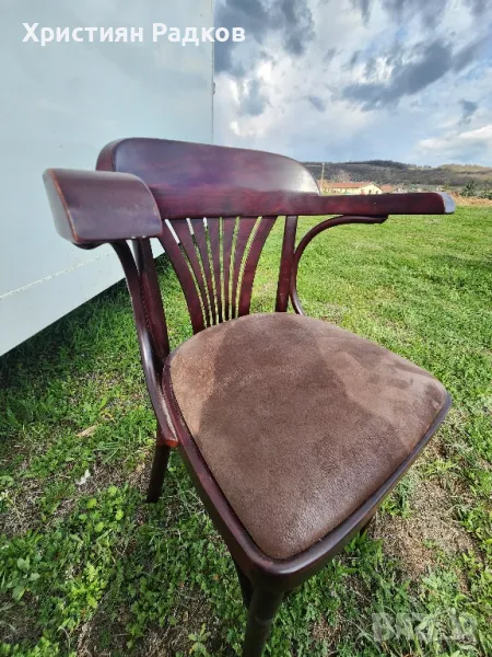 Виенски стол кафява алкантара, снимка 1