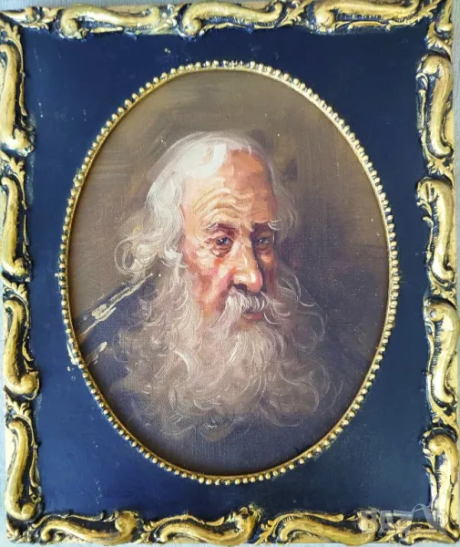 ПРОДАВАМ РЯДКА СТАРА МАСЛЕНА КАРТИНА НА КИТАЙСКИ ХУДОЖНИК - K.K.WONG/СТАР МЪЖ С БРАДА, снимка 1