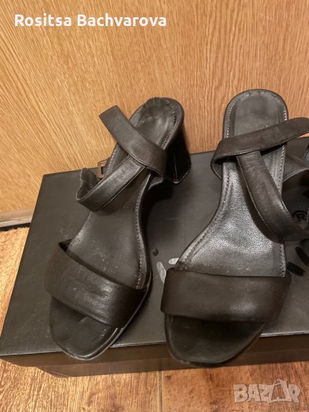 Черни сандали на нисък ток, 37 номер, снимка 1