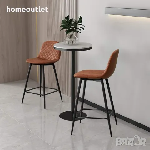 ПРОМОЦИЯ Бар столове с дамаска от PU кожа C-BUDC061BR, снимка 5 - Столове - 48878821