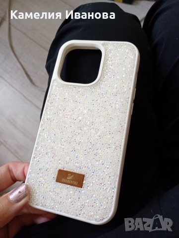 Промоция!!! Бял кейс с камъни Swarovski за Iphone 14 pro