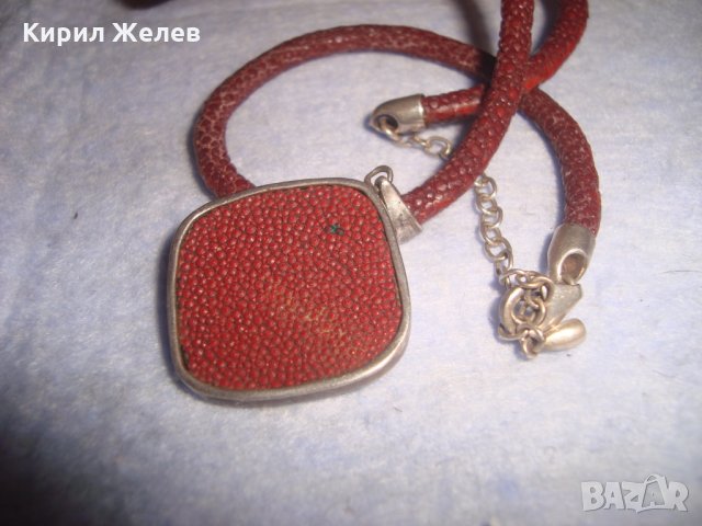 СРЕБЪРНО СЕДЕФЕНО АРТ КОЛИЕ МЕДАЛЬОН с ШНУРЧЕ и ГРЪБ КОЖА от САЛАМАНДЪР СРЕБРО 925 със СЕДЕФ 16908, снимка 12 - Колиета, медальони, синджири - 35974294