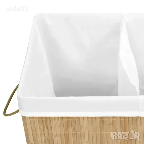vidaXL Бамбуков кош за пране с 2 секции, 100 л, снимка 6 - Сушилници - 56146681