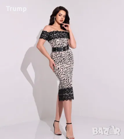 На едро, серия елегантна секси рокля за повод, тигров принт