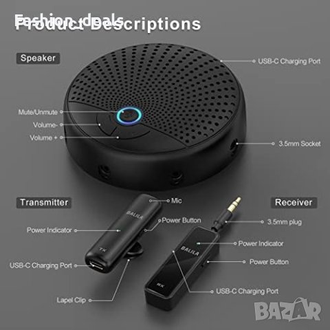 Нов Безжичен конферентен високоговорител/5 приемника Микрофон/USB-C/Онлайн срещи, снимка 12 - Друга електроника - 41164133