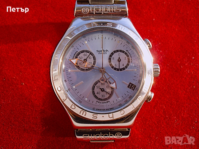 ПРОДАВАМ ОРИГИНАЛЕН SWATCH ЧАСОВНИК/IRONY CHRONOGRAPH/ Швейцарски Кварцов Хронограф