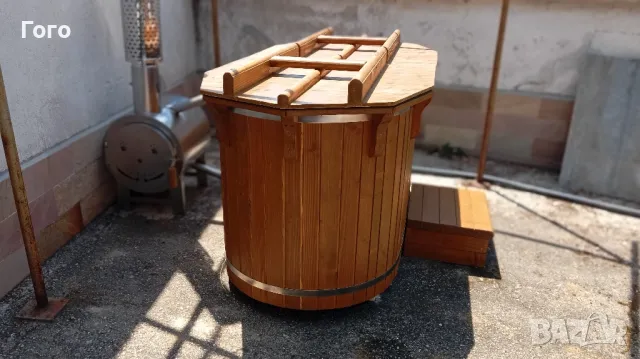 Дървено джакузи с външна печка-двуместно, снимка 5 - Басейни и аксесоари - 40592235