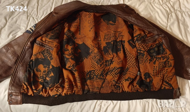 Пилотско яке бомбър от естествена кожа, снимка 2 - Якета - 53694924