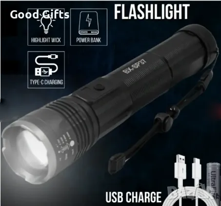 Мощен и ярък акумулаторен фенер Bx- SP37, снимка 4 - Други инструменти - 50205040