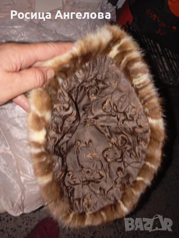 Винтидж дамска шапка с естествен косъм от естествена кожа , снимка 12 - Шапки - 51401917