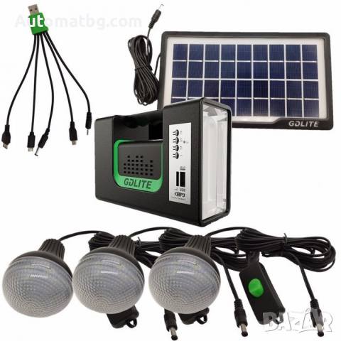 Соларна система Automat, GDlite 10, 3 крушки, Радио, MP3 плейър