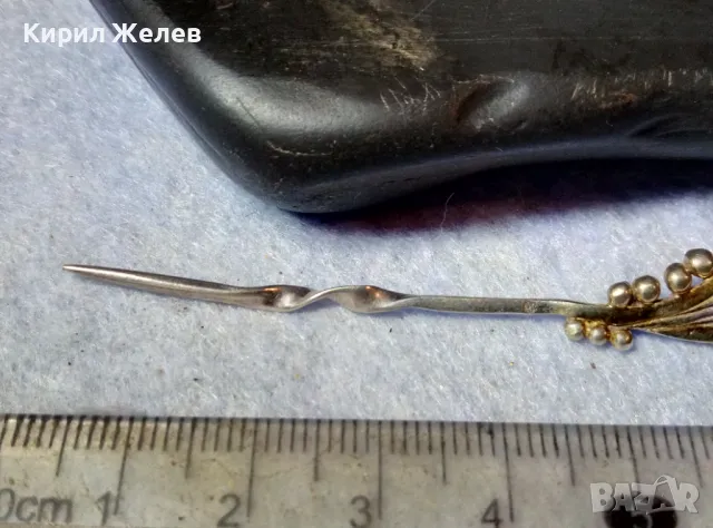 Стара СРЕБЪРНА ИГЛА БРОШКА СРЕБРО 900 с ПОЗЛАТА РЕТРО АРТ БИЖУ ФИНА РЪЧНА МАЙСТОРСКА ИЗРАБОТКА 36996, снимка 7 - Антикварни и старинни предмети - 48901230