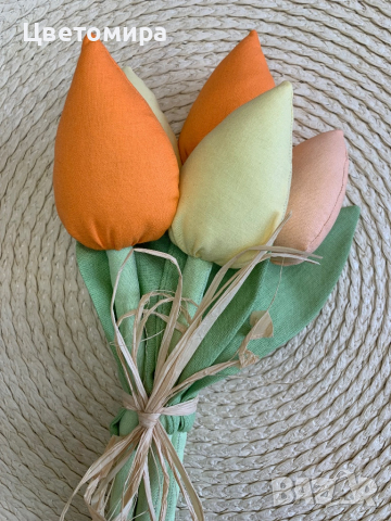 Лалета от плат / Текстилни цветя, снимка 16 - Декорация за дома - 41228247