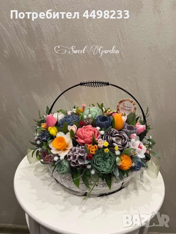 Идеален подарък-Аранжировка от ароматни сапунени цветя и др., снимка 7 - Изкуствени цветя - 52350118