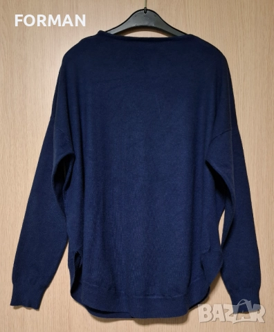 Тъмносиня блуза от фино плетиво с череп от сребристи камъчета, снимка 5 - Блузи с дълъг ръкав и пуловери - 52926348