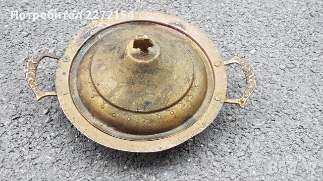 Медна тенджера тиган, снимка 1 - Антикварни и старинни предмети - 44341355