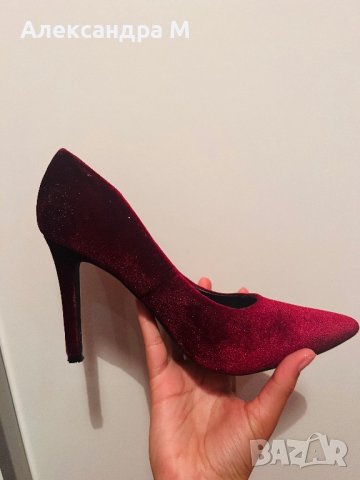 Бордо винено червени велурени токчета, снимка 4 - Дамски обувки на ток - 40676330