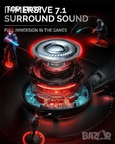 Нови Безжични Гейминг Слушалки, 2.4 GHz, 7.1 Съраунд Звук, снимка 2 - Друга електроника - 49444843