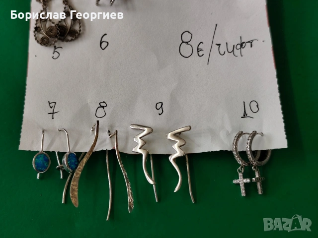 Сребърни обеци 925 10 чифта, снимка 4 - Обеци - 32205314