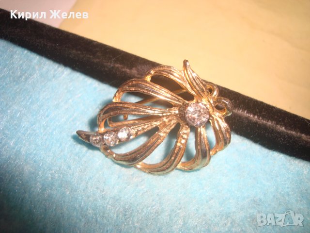 ПОЗЛАТЕНА СКЪПОЦЕННА РЕТРО БРОШКА ЛИСТО с ЦИРКОНИ 26657, снимка 4 - Други - 34806130
