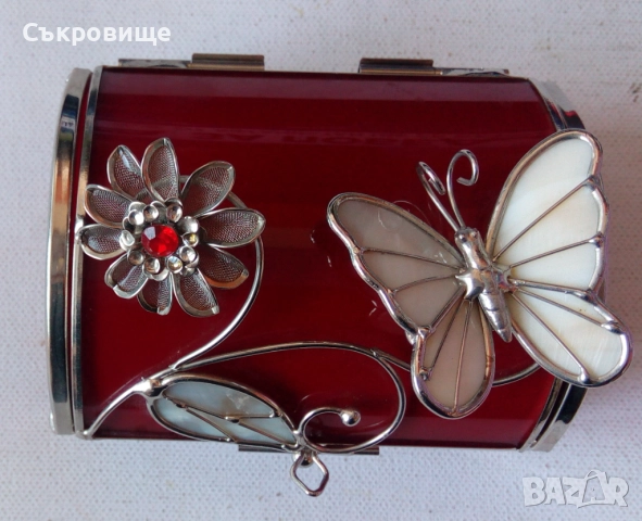 Стъклена кутия за бижута - стъкло, метал, снимка 2 - Други - 51460470