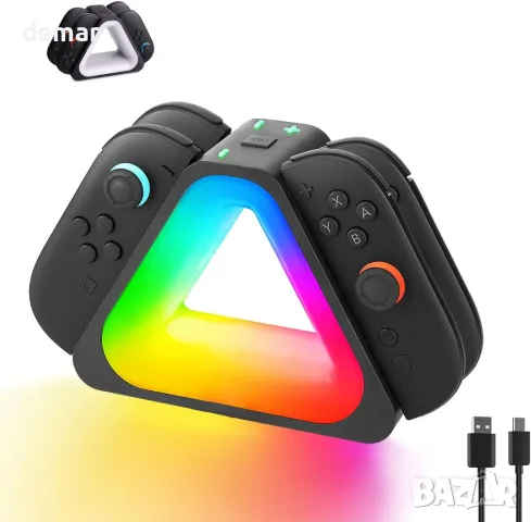 Зарядна станция 4 в 1 за Switch 2 с RGB осветление