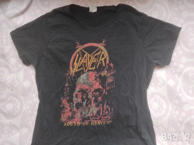 Slayer дамска metal / метъл оригинална тениска от САЩ 90-те години, снимка 3 - Тениски - 51883705