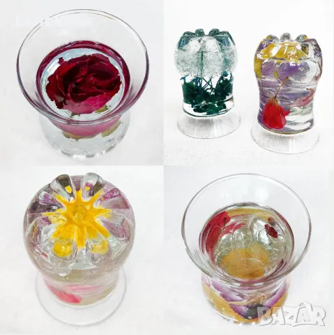 Стъклени свещници /преспапиета с хербарий, снимка 5 - Декорация за дома - 50174551