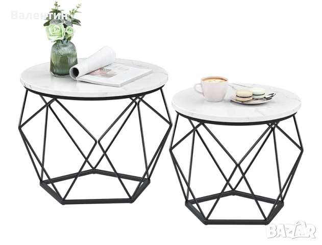 Комплект от 2 кръгли масички с място за съхранение