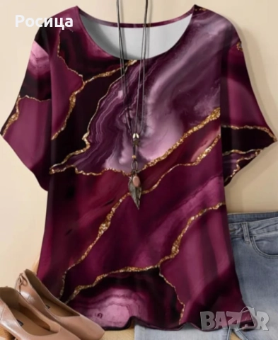 Дамска блуза с къс ръкав размер 4ХЛ нова 