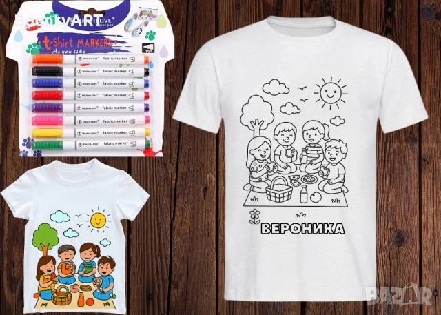 Детски Арт комплект за оцветяване. Тениска+ маркери, снимка 4 - Подаръци за рожден ден - 51067448