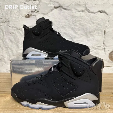 !НОВИ! Air Jordan 6 Retro | Black/Chrome | + КУТИЯ, снимка 2 - Маратонки - 55750496