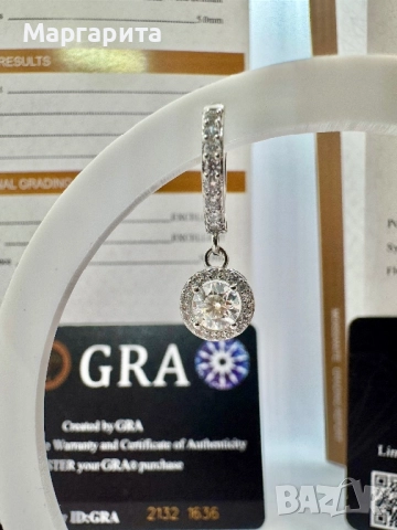 Сребърни обеци с мойсанит (Диамант) 0.5 карата, снимка 6 - Обеци - 52266573