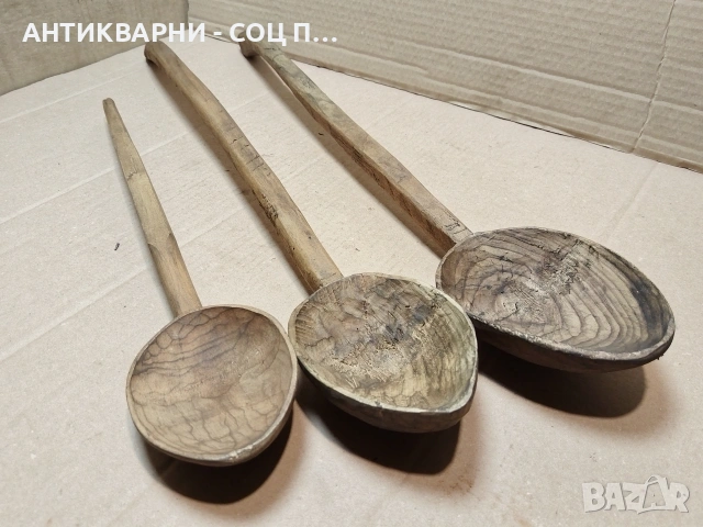 Комплект Стари Ръчно Изработени Дървени Лъжици, Стара Ръчно Изработена Дървена Лъжица. / НОМЕР 1597., снимка 2 - Антикварни и старинни предмети - 53670094