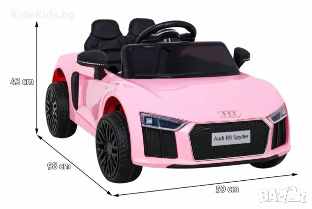 Audi R8 12V – Детска акумулаторна кола, Розова, EVA гуми, снимка 4 - Детски велосипеди, триколки и коли - 50419578