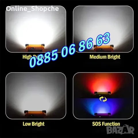 Соларен прожектор 100W с 4 режима на работа, къмпинг лампа 210х170 мм, снимка 4 - Къмпинг осветление - 50300105