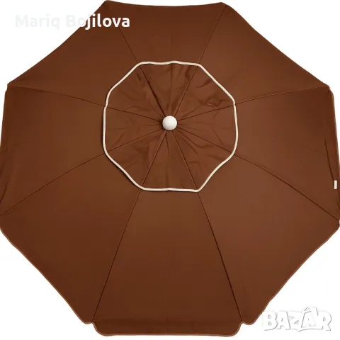 Кръгъл плажен чадър 2.40 м с чупещо се рамо, UV защита и прозорче за вятър, снимка 9 - Други - 50124677