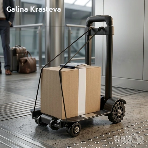 Сгъваема транспортна количка с телескопична дръжка,товар 40кг+2 бънджи въжета с куки