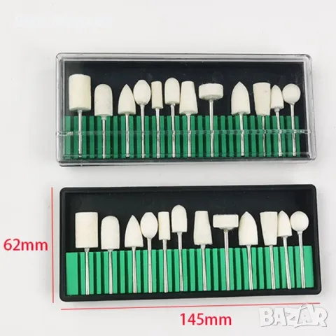 Комплект полиращи накрайници за електрическа пила 12 броя в кутия, снимка 2 - Продукти за маникюр - 49512209