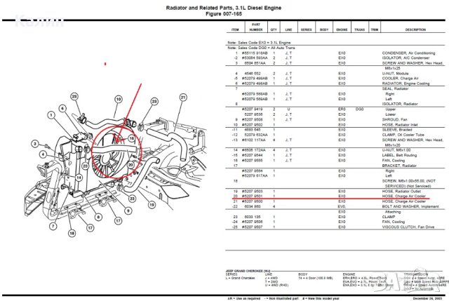 Маркуч турбо за Jeep Grand Cherokee WJ (1998-2005) 3.1 TDI 140 к.с., снимка 5 - Части - 42021909