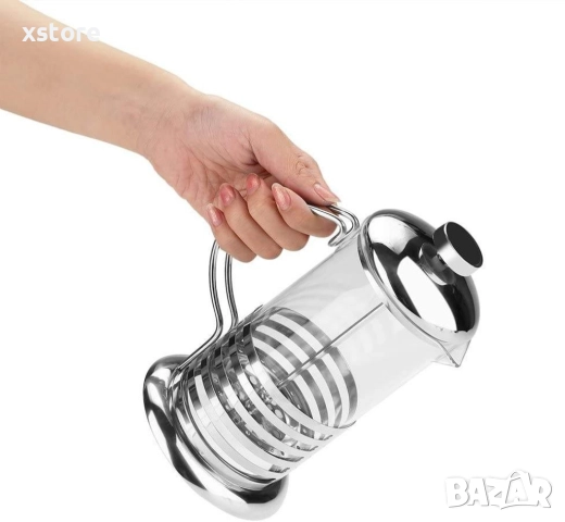 Френска преса за кафе 350мл/600мл/1000мл. Вида на металната част се изпраща според наличността, снимка 7 - Други стоки за дома - 52699591