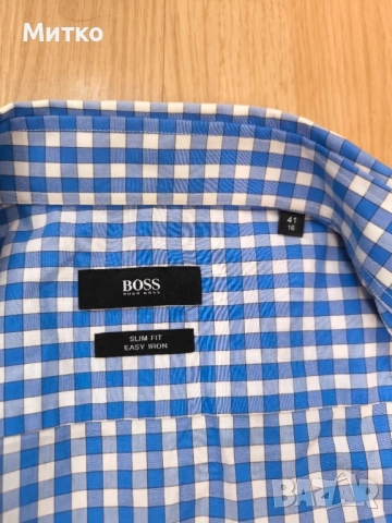 Мъжка карирана риза Hugo Boss, снимка 8 - Ризи - 52150873