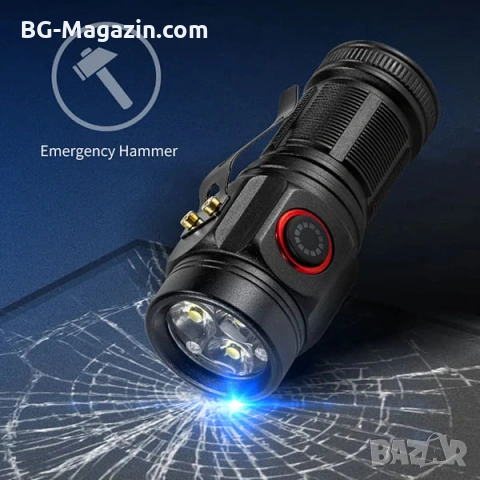 Мощен мини фенер LED акумулаторен 1500 лумена ръчен за лов риболов къмпинг палатка туризъм USB, снимка 5 - Къмпинг осветление - 53032275