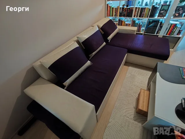 ъглов Диван кожа/ текстил 2,55/1'60, снимка 2 - Дивани и мека мебел - 56297346