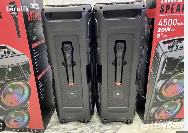 %Cobra Нова ZQS 8210 2х8 120W 6500mah 2 микрофона ПРЕНОСИМА КАРАОКЕ КОЛОНА От вносител 12 месеца гар, снимка 18 - Тонколони - 53165486