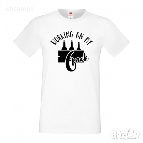 Мъжка тениска Working On My 6 Pack 3,Бира,Бирфест,Beerfest,Подарък,Изненада,Рожден Ден, снимка 2 - Тениски - 36389599