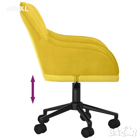vidaXL Въртящ се офис стол, жълт, кадифе, снимка 6 - Столове за офис - 56147106
